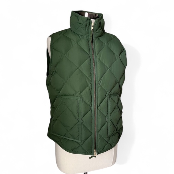 J.Crew Quilted Down Feather Puffer Vest Green Size Large Style 92465 - Picture 2 of 16